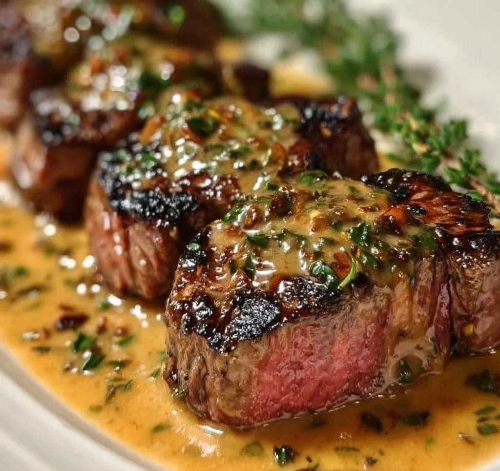 French Seared Steak with Cognac Cream Sauce