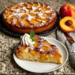 Delicious Fresh Peach Cake with ripe peaches on top