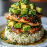 Honey Lime Chicken And Avocado Rice Stack