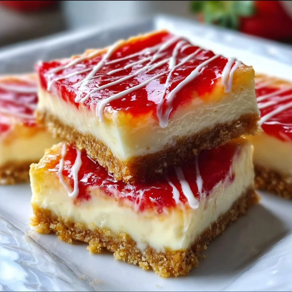 Delicious Philadelphia cheesecake bars served on a platter.