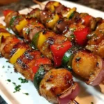 Sweet and spicy grilled kabobs ready for serving