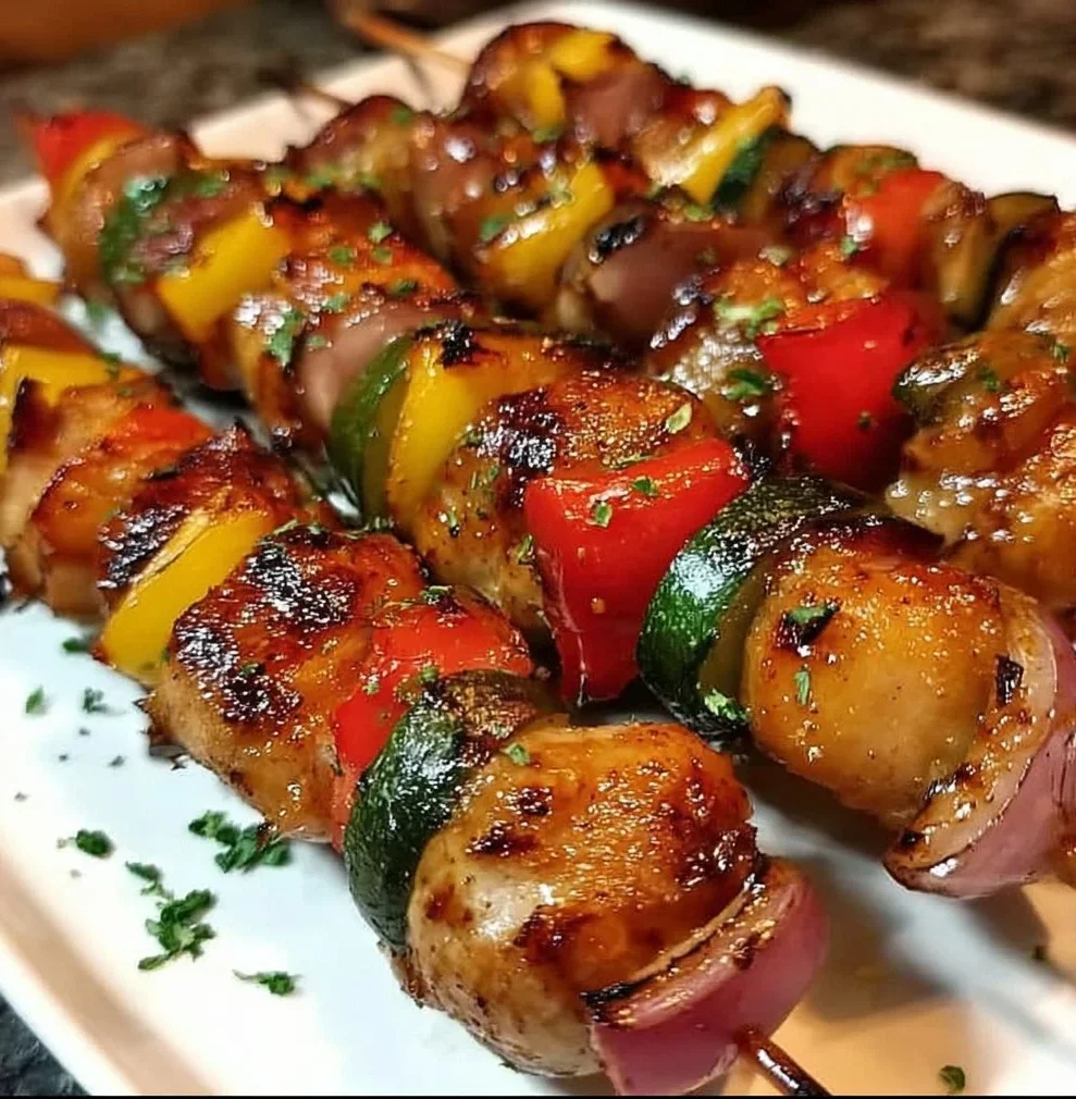 Sweet and spicy grilled kabobs ready for serving