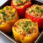 Teriyaki chicken stuffed bell peppers ready to serve