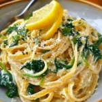 Zesty lemon ricotta and spinach pasta dish with vibrant colors and fresh ingredients