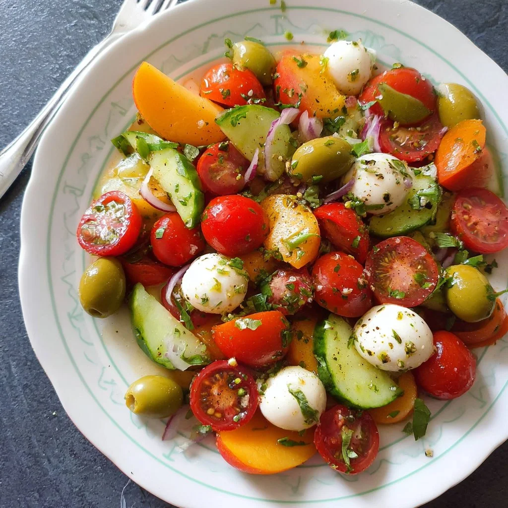 Cherry Tomato Nectarine and Mozzarella Salad