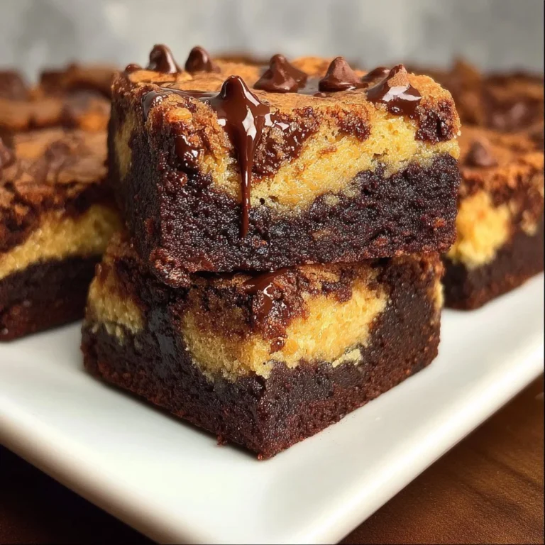Delicious cookie dough brownies with chocolate and cookie dough topping
