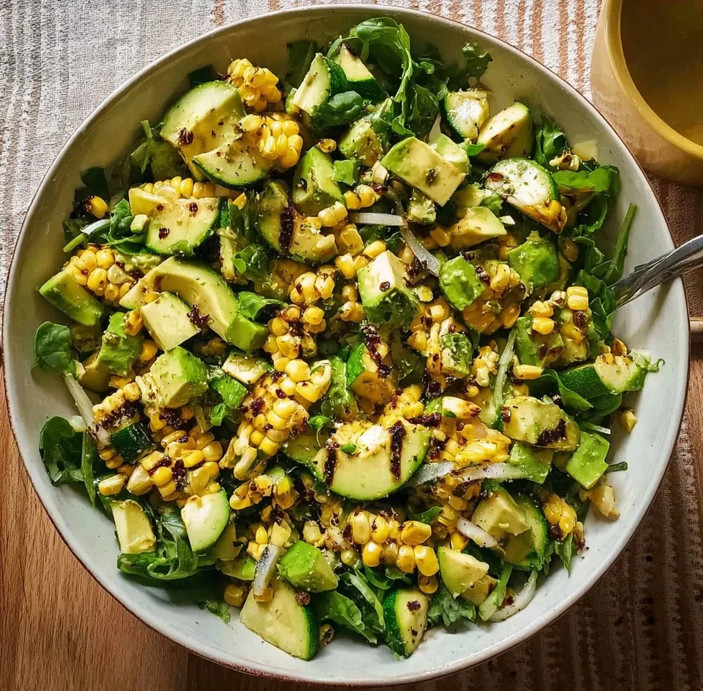 Fresh Grilled Corn and Zucchini Salad with veggies