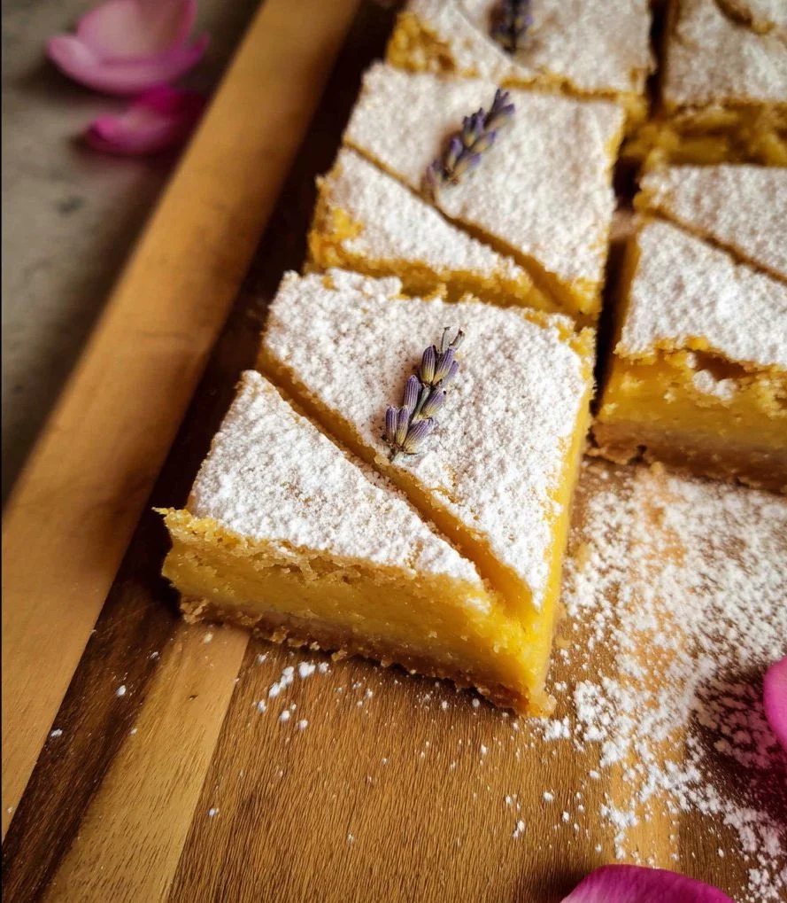 Delicious Lavender Lemon Bars with a citrusy and floral flavor profile