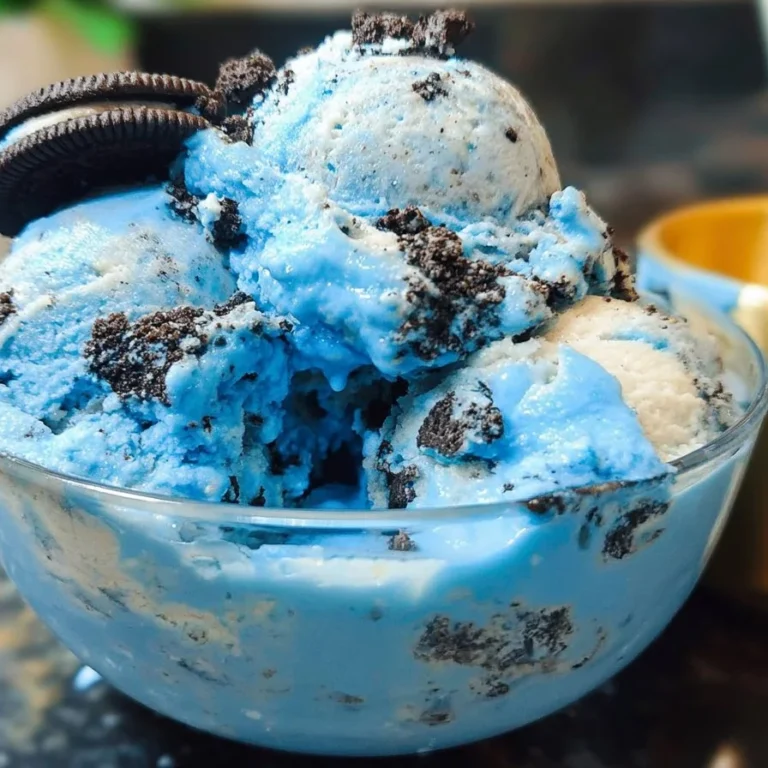 Delicious Ninja Creami Cookie Monster Ice Cream served in a bowl