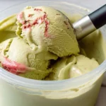 Delicious matcha strawberry ice cream made with Ninja Creami