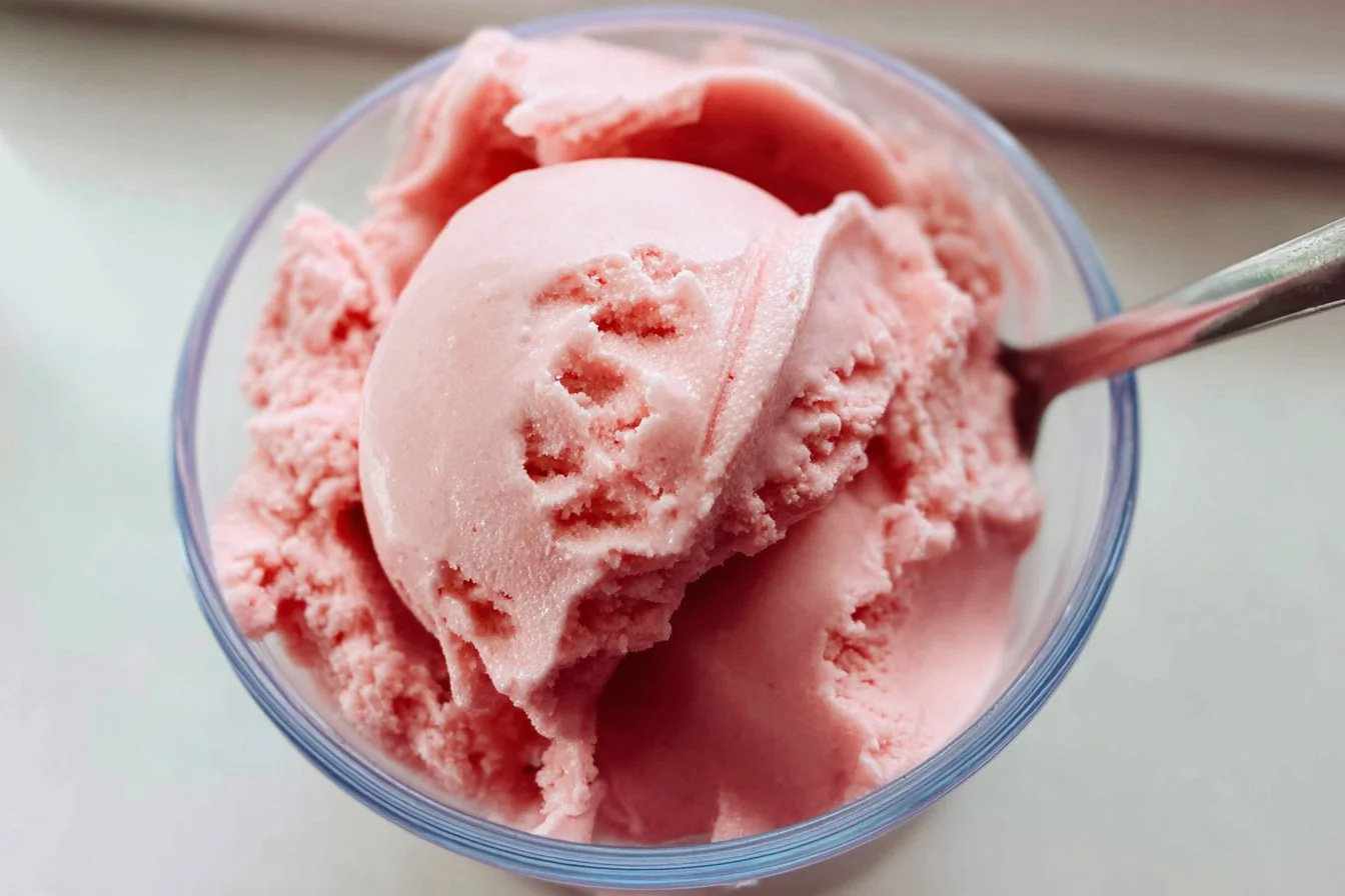 Delicious Ninja Creami Rose Ice Cream in a bowl with rose petals