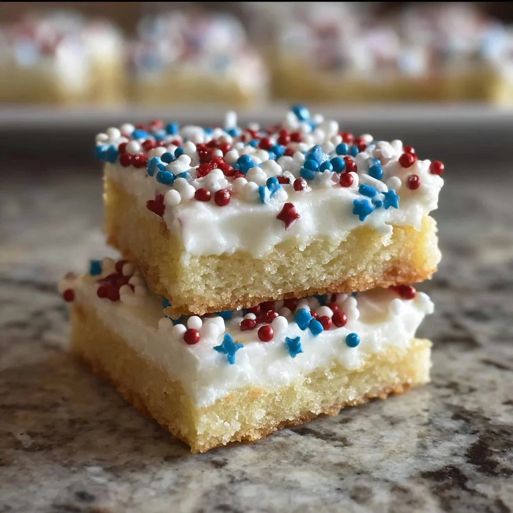 Delicious patriotic sugar cookie bars decorated for a festive celebration