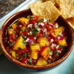 Delicious homemade Peach Salsa with fresh ingredients and vibrant colors