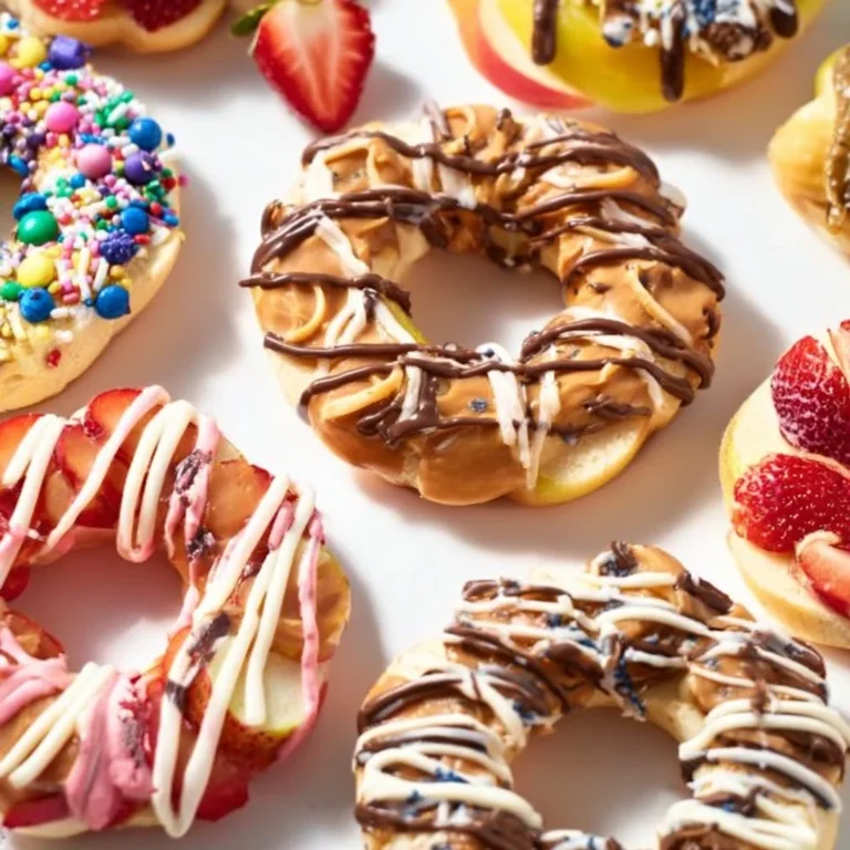 Delicious donut apples on a wooden table, showcasing their sweet and vibrant appearance.