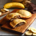 Homemade air fryer banana Nutella Uncrustables with chocolate drizzle.