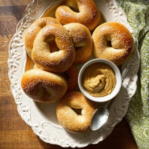 Homemade soft pretzels fresh out of the oven, golden brown and sprinkled with salt.