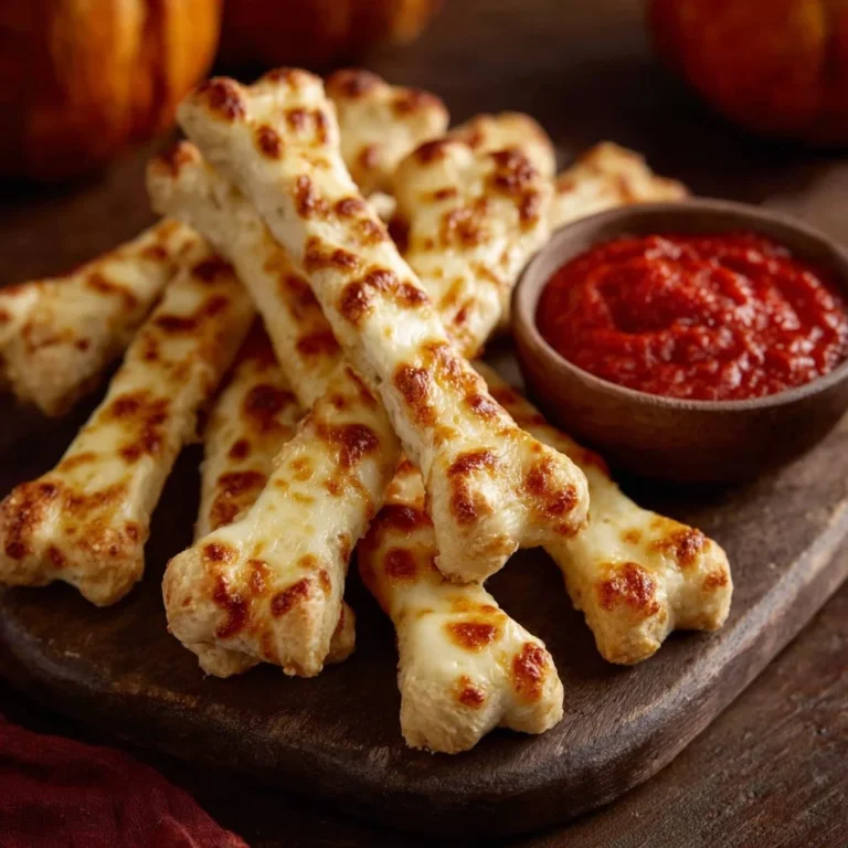 Cheesy Breadstick Bones served on a plate, perfect for snacks or appetizers.