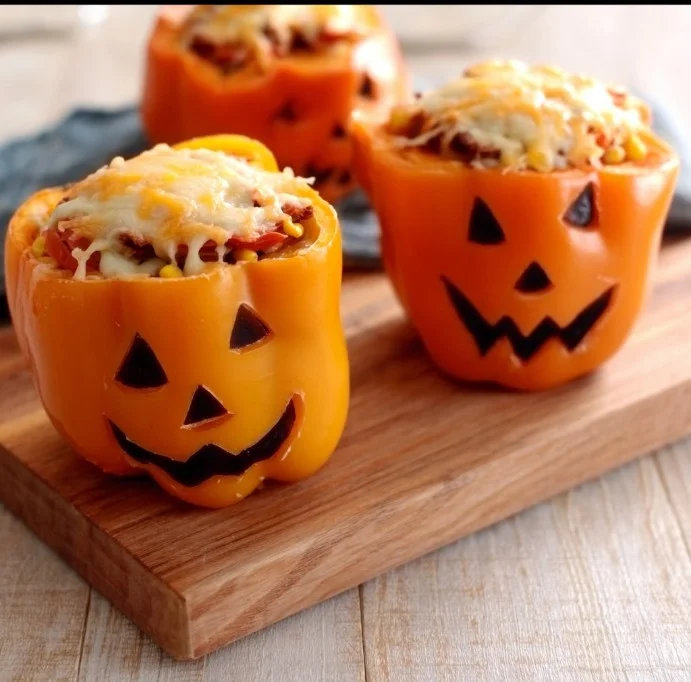 Delicious Slow Cooker Shredded Taco Chicken Stuffed Peppers served on a plate