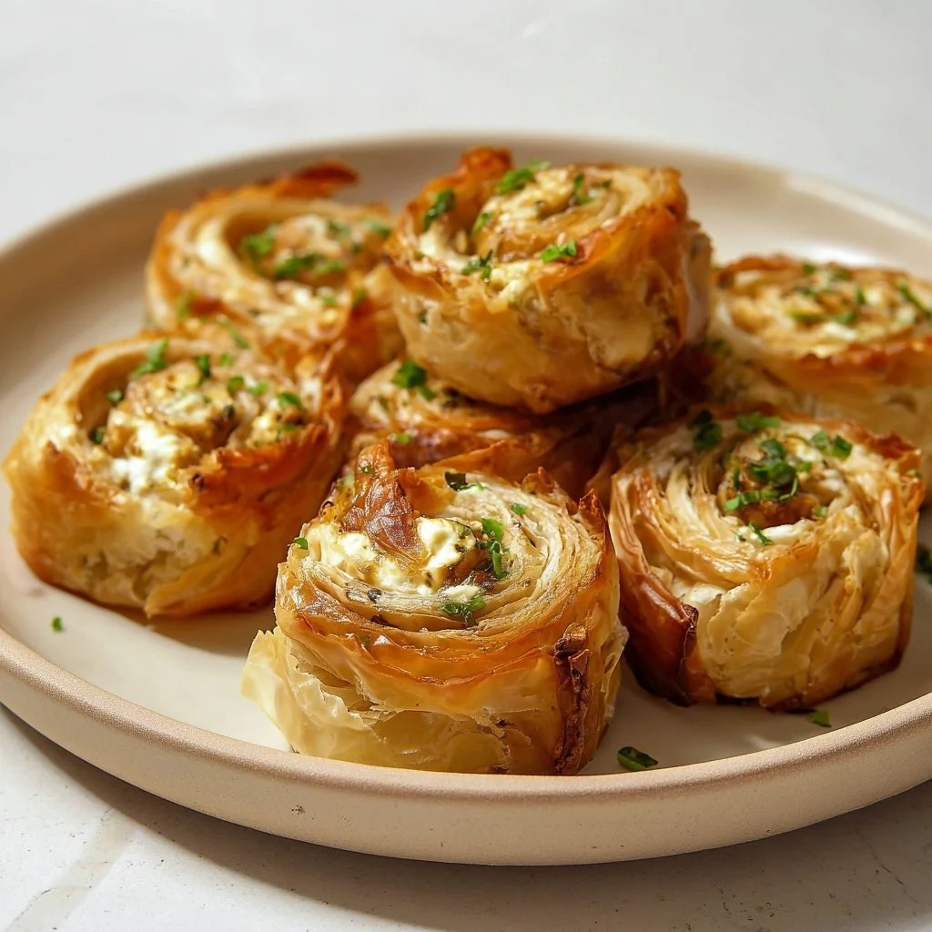 Deliciously crispy Baked Feta Phyllo Bites with herbs and spices
