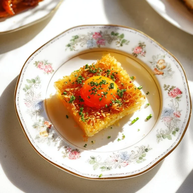 A delicious plate of confit yolk crispy rice topped with herbs and spices