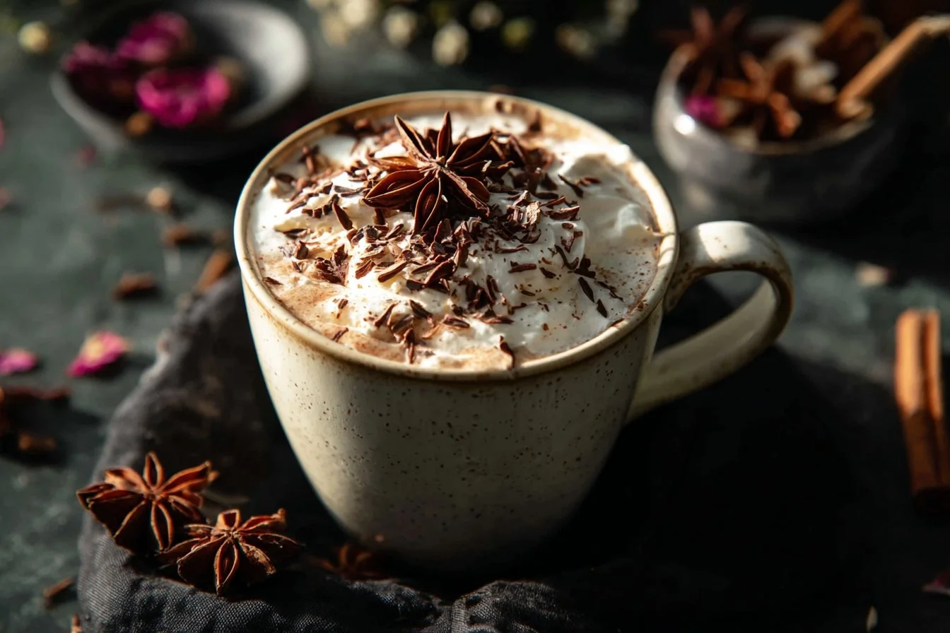 A cozy winter delight with warm drinks and blankets by the fireplace.