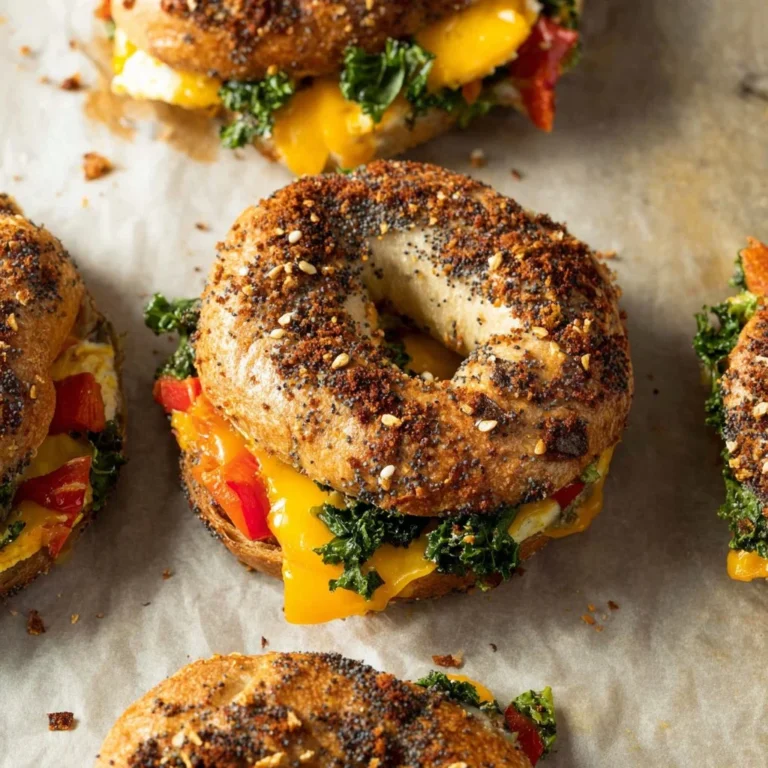 Easy bagel breakfast sandwich recipe with eggs and cheese