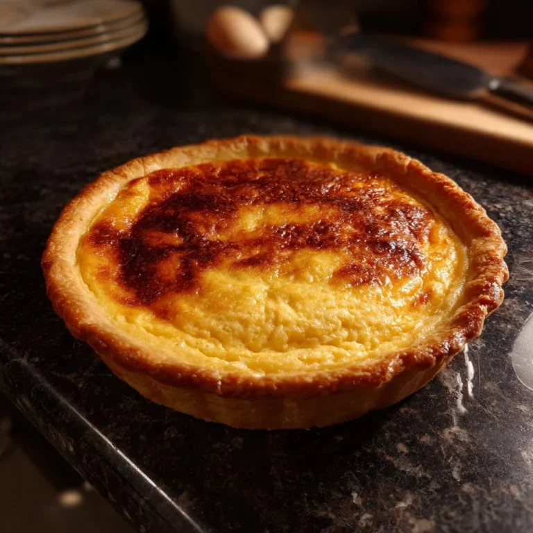 Delicious homemade egg pie served in a rustic dish