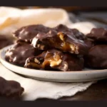 Homemade chocolate turtles with pecans and caramel drizzled in chocolate
