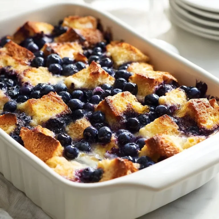 Delicious Quick Blueberry French Toast Casserole ready to serve