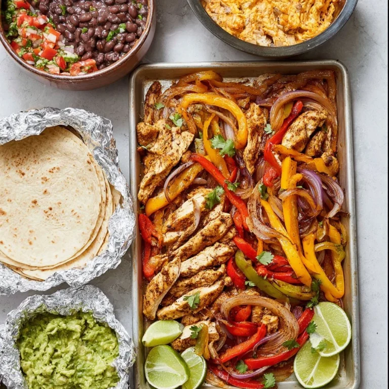 Delicious sheet pan chicken fajitas with colorful peppers and onions