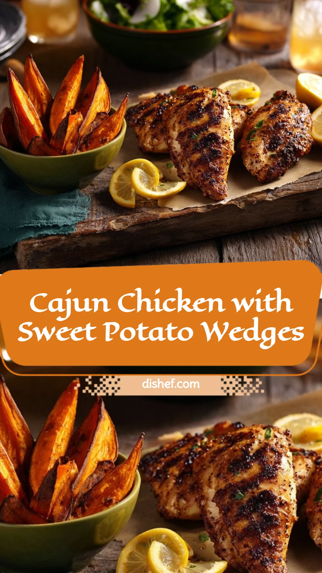 Cajun Chicken with Sweet Potato Wedges