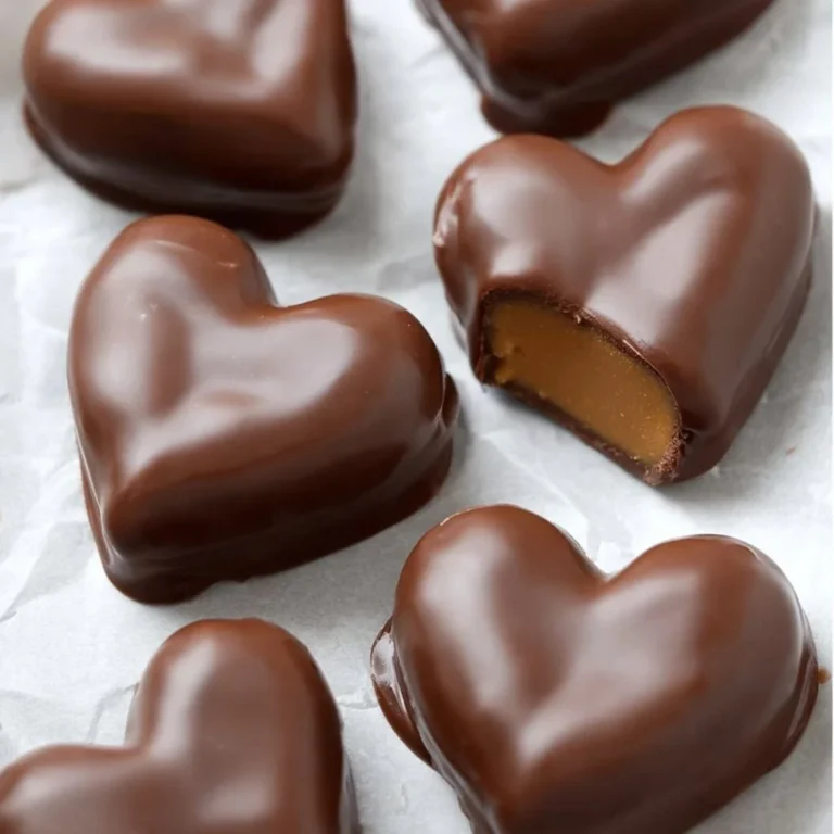 Delicious chocolate peanut butter hearts perfect for Valentine's Day gifts.