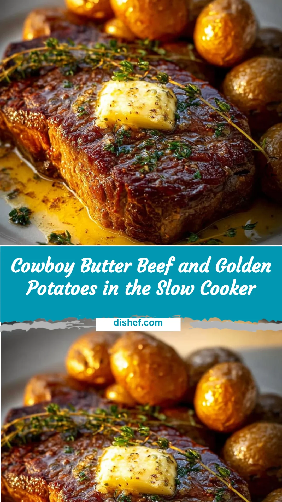 Cowboy Butter Beef and Golden Potatoes in the Slow Cooker