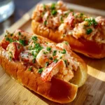 Creamy Cajun lobster rolls served in a toasted bun with fresh herbs
