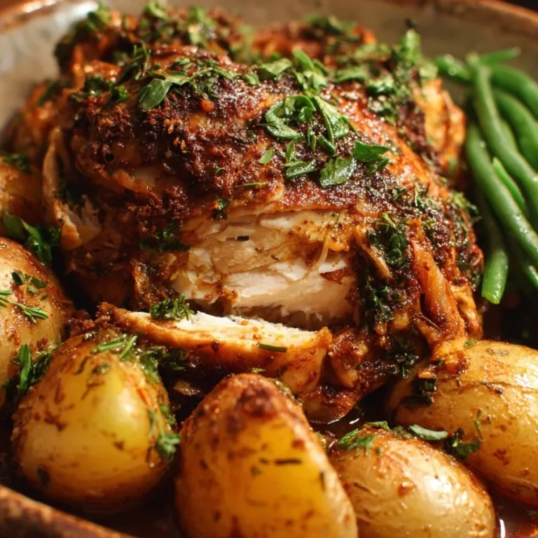 Crockpot Lipton Chicken dish served with vegetables and herbs