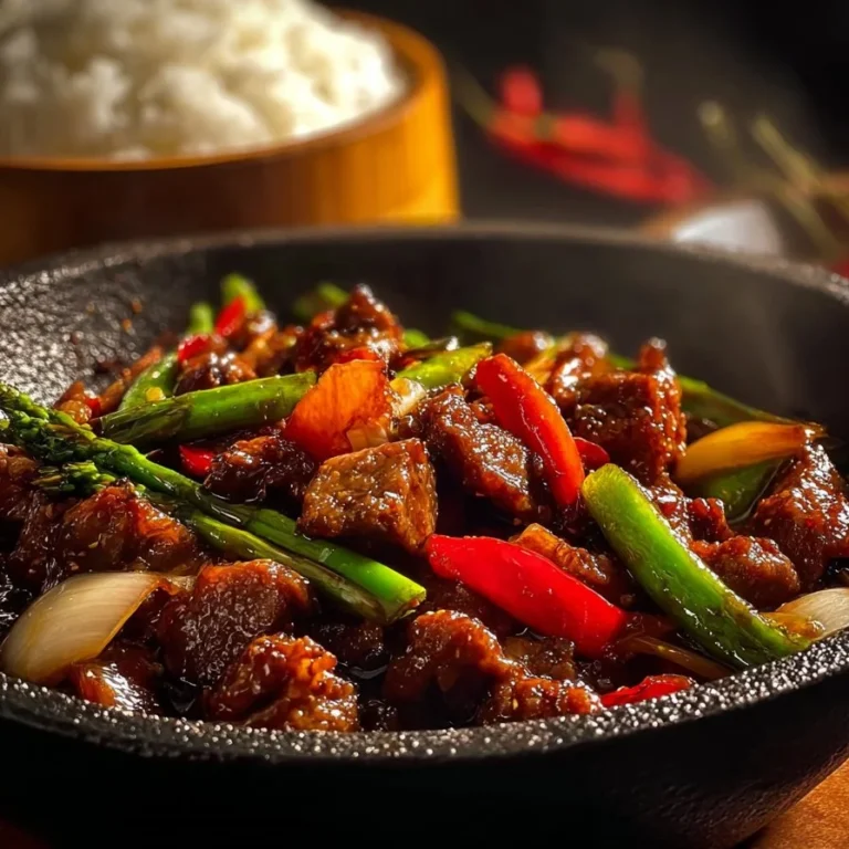 Stir-fried black pepper beef with vibrant vegetables in a gourmet dish