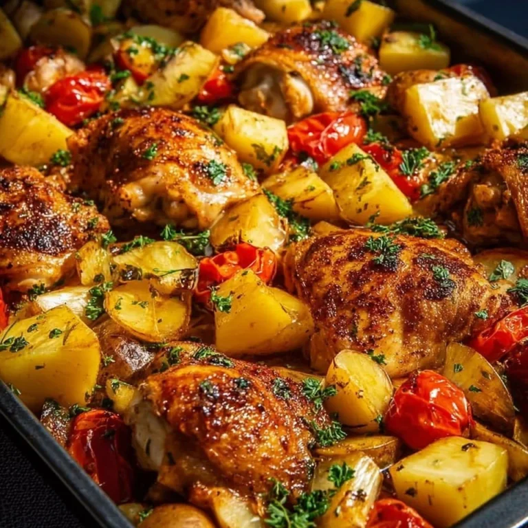 Hawaiian Chicken platter garnished with fresh fruits and vibrant herbs.