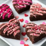 Heart shaped brownies served on a plate, perfect for Valentine's Day