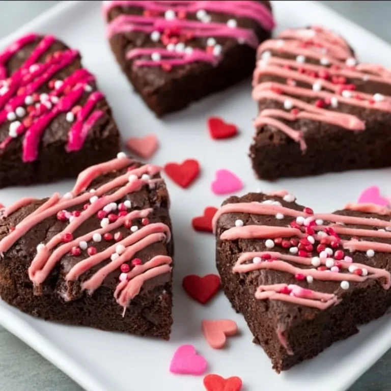 Heart shaped brownies served on a plate, perfect for Valentine's Day