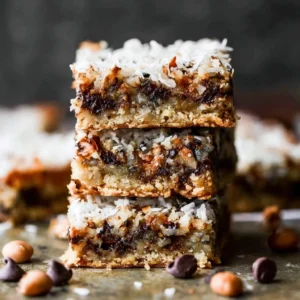 Delicious homemade magic bars with chocolate, coconut, and nuts
