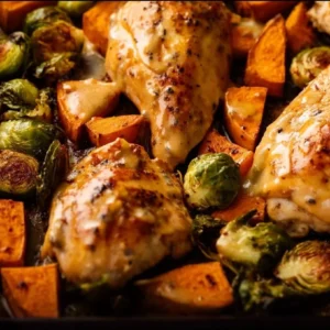 Delicious Maple Dijon Chicken Sheet Pan Recipe with vegetables