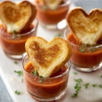 Mini grilled cheese hearts on a plate, perfect for snacks or parties.