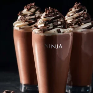 Delicious homemade chocolate milkshake made with Ninja Creami.