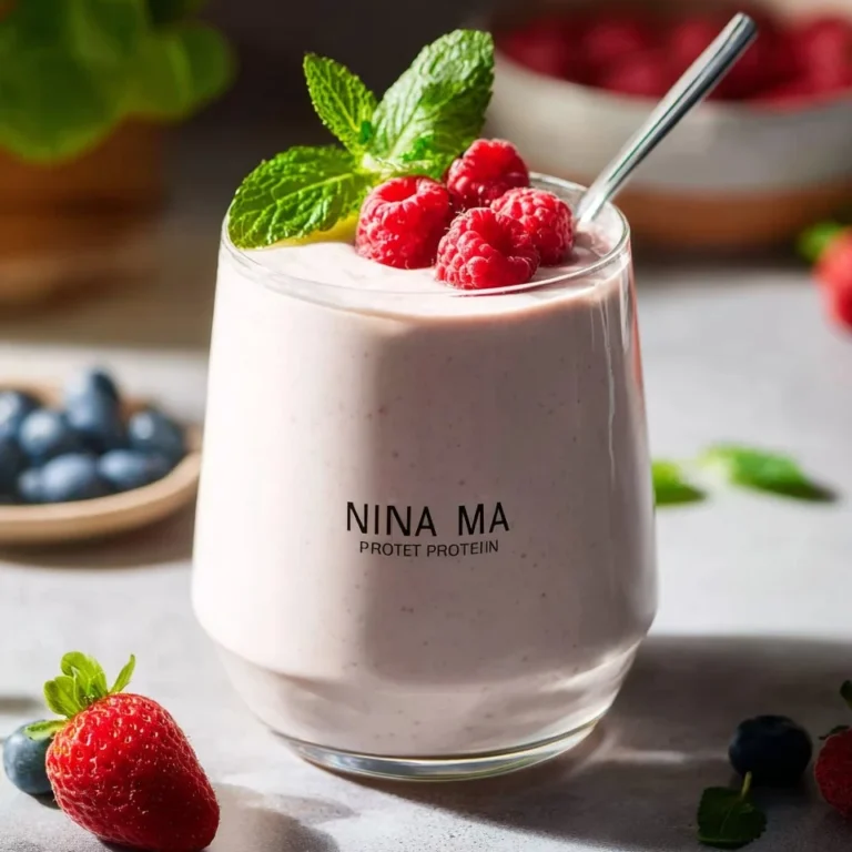 Delicious Ninja Creami protein milkshake topped with whipped cream and a cherry
