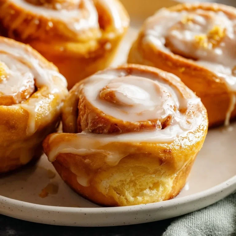 Delicious homemade orange rolls with a sweet citrus glaze on a plate