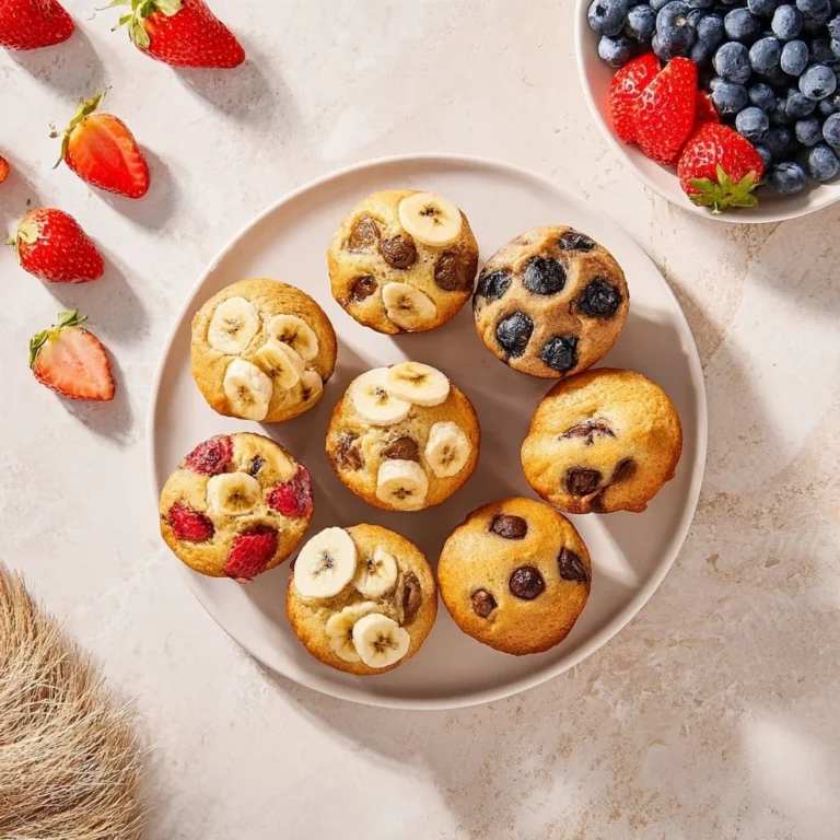 Fluffy pancake muffins on a plate, perfect for a quick breakfast or snack.