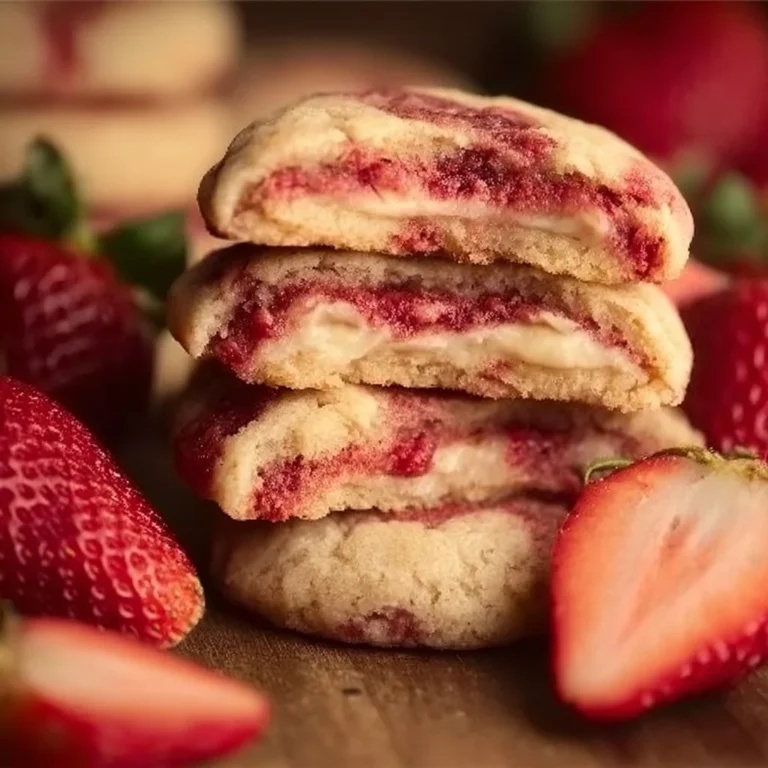 Freshly baked Strawberry Cheesecake Cookies on a plate
