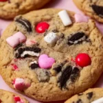 Valentine's Day Oreo M&M's Cookies with colorful M&M's and Oreo chunks