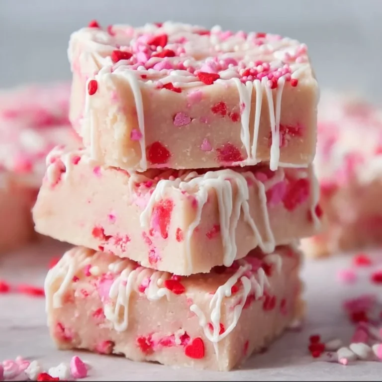 Delicious Valentine's Day sugar cookie fudge served on a festive plate.