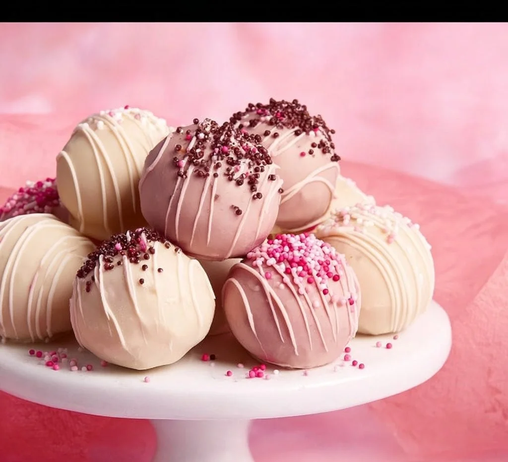 Assorted Valentine's Day truffles in a decorative box for chocolate lovers